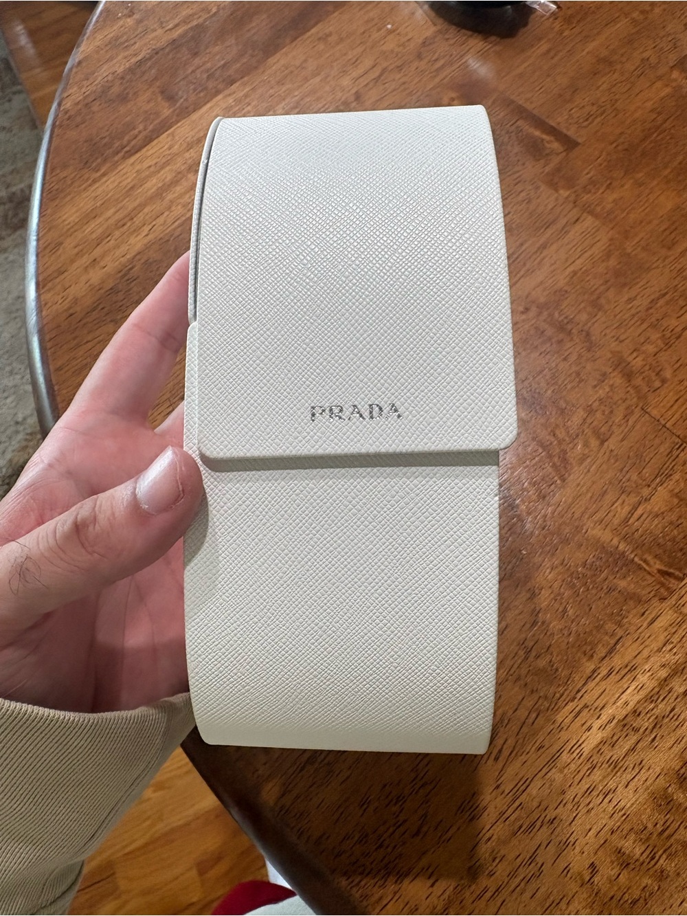 Prada White Saffiano Leather Men’s Eyewear Case